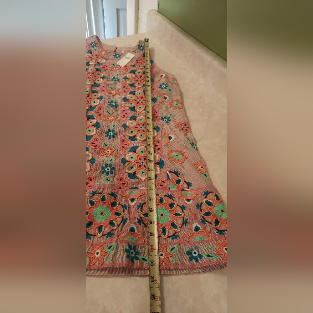 Anthropologie Floral Asymmetrical Dress - Orange and Green - Picture 9 of 16